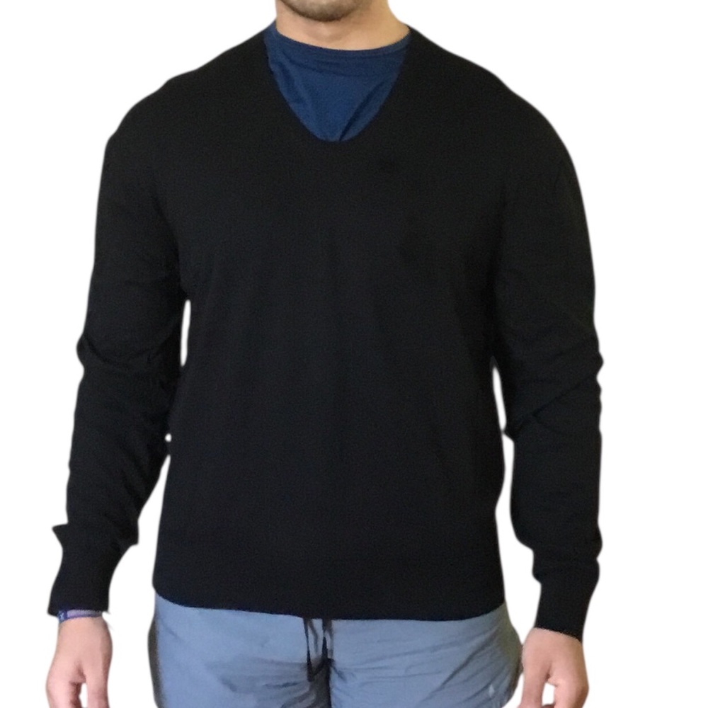 Tom Ford Black Cotton Silk Blend Lightweight Sweater